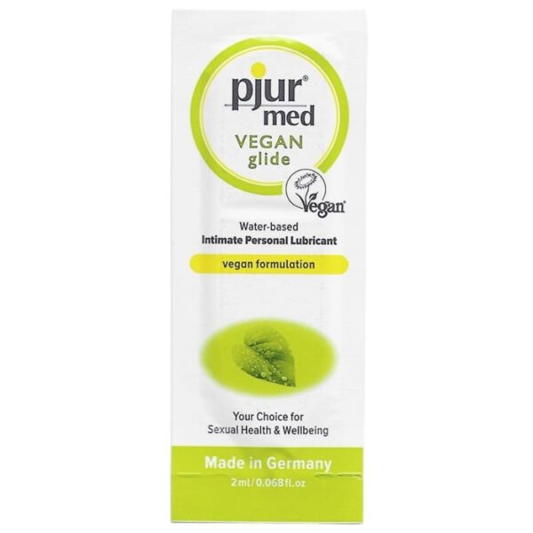 Imagen del artículo erótico PJUR - MED VEGAN GLIDE LUBRICANTE BASE AGUA 2 ML de PJUR en la sección DROGUERÍA |Lubricantes|Monodosis de Millenial Sexshop.