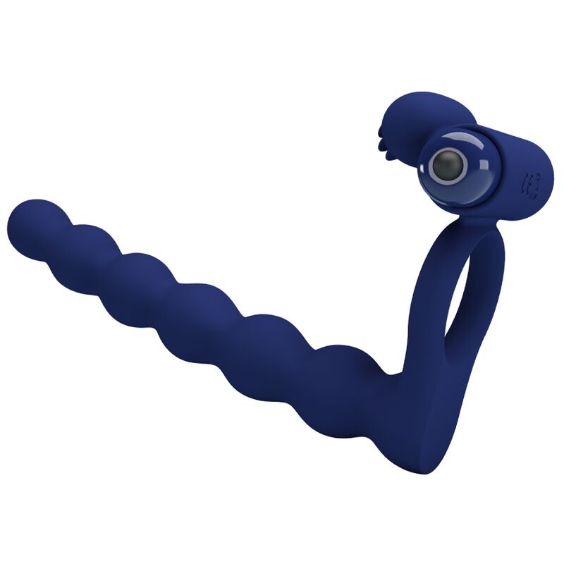 Imagen del artículo erótico PRETTY LOVE - AJMAL ANILLO VIBRADOR CON PLUG AZUL de PRETTY LOVE MALE en la sección JUGUETES BIENESTAR |Juguetes para Hombres|Accesorios para el pene|Anillos Pene|Anillos con Plug de Millenial Sexshop.