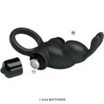 PRETTY LOVE - ANILLO VIBRADOR + ESTIMULADOR RABBIT CLÍTORIS 10 VIBRACIONES NEGRO - Imagen 5