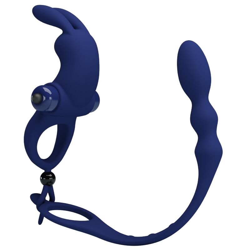 Imagen del artículo erótico PRETTY LOVE - AYAD ANILLO VIBRADOR RABBIT CON PLUG AZUL de PRETTY LOVE MALE en la sección JUGUETES BIENESTAR |Juguetes para Hombres|Accesorios para el pene|Anillos Pene|Anillos con Plug de Millenial Sexshop.