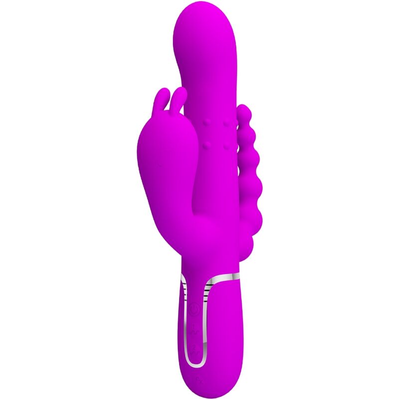 Imagen del artículo erótico PRETTY LOVE - CAMMY TRIPLE VIBRADOR MULTIFUNCIÓN 4 EN 1 ROSA de PRETTY LOVE FLIRTATION en la sección JUGUETES BIENESTAR |Vibradores|Vibradores Rabbit de Millenial Sexshop.