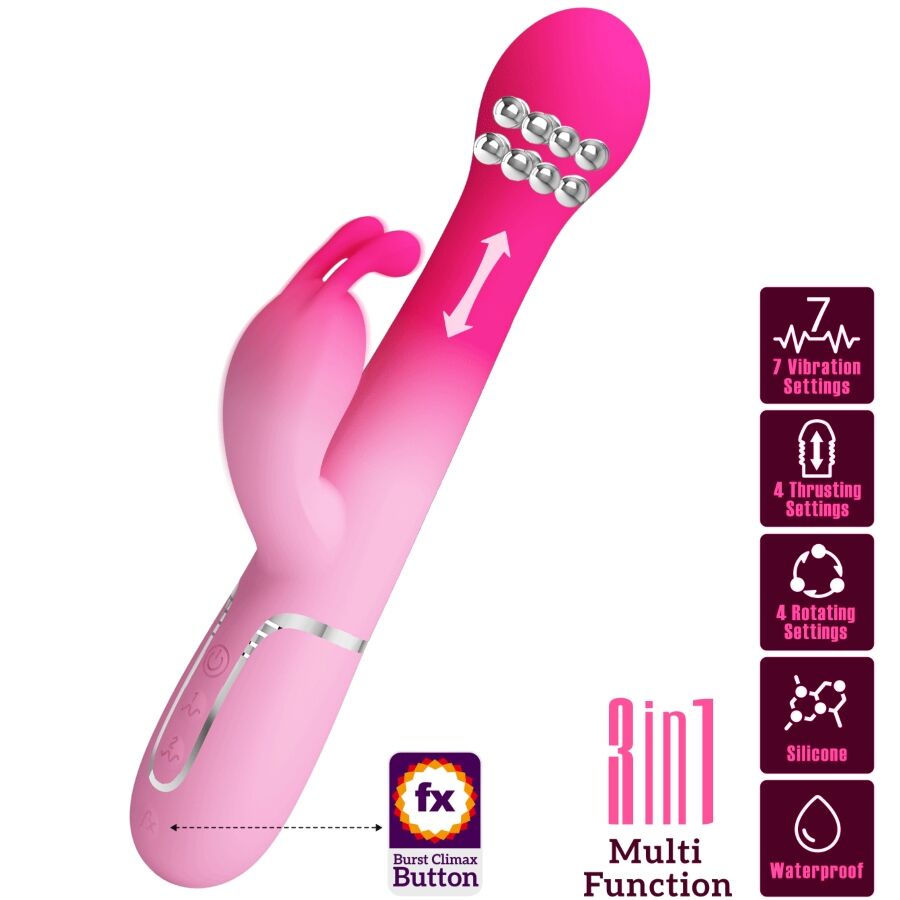 Imagen del artículo erótico PRETTY LOVE - DEJON VIBRADOR RABBIT 3 EN 1 MULTIFUNCIÓN ROSA de PRETTY LOVE en la sección JUGUETES BIENESTAR |Vibradores|Vibradores HI-TECH de Millenial Sexshop.
