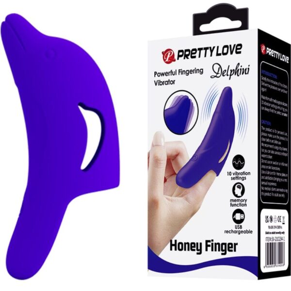 Imagen del artículo erótico PRETTY LOVE - DELPHINI PODEROSO ESTIMULADOR DE DEDO AZUL OSCURO de PRETTY LOVE en la sección JUGUETES BIENESTAR |Vibradores|Vibradores Dedo de Millenial Sexshop.