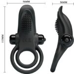 PRETTY LOVE - DOBLE ANILLO VIBRADOR + ESTIMULADOR CLÍTORIS 10 VIBRACIONES NEGRO - Imagen 5