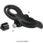 PRETTY LOVE - DOBLE ANILLO VIBRADOR + ESTIMULADOR CLÍTORIS 10 VIBRACIONES NEGRO - Imagen 6