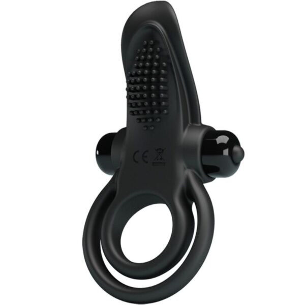 Imagen del artículo erótico PRETTY LOVE - DOBLE ANILLO VIBRADOR + ESTIMULADOR CLÍTORIS 10 VIBRACIONES NEGRO de PRETTY LOVE en la sección JUGUETES BIENESTAR |Juguetes para Hombres|Accesorios para el pene|Anillos Pene|Anillos con Vibración de Millenial Sexshop.