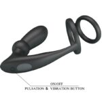 PRETTY LOVE - EMONI ANILLO PENE + PLUG ANAL 12 VIBRACIONES NEGRO - Imagen 6