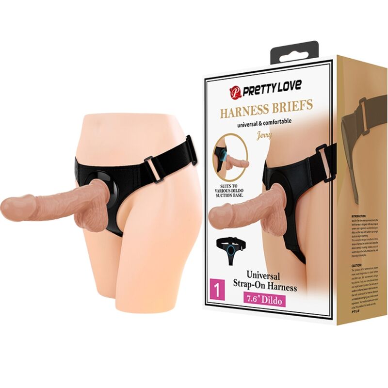 PRETTY LOVE - HARNESS BRIEFS ARNÉS UNIVERSAL CON DILDO JERRY 21.8 CM NATURAL-MillenialSexshop-PRETTY LOVE Imagen del artículo erótico PRETTY LOVE - HARNESS BRIEFS ARNÉS UNIVERSAL CON DILDO JERRY 21.8 CM NATURAL de PRETTY LOVE en la sección JUGUETES BIENESTAR |Arneses|Arneses sin Vibración de Millenial Sexshop.