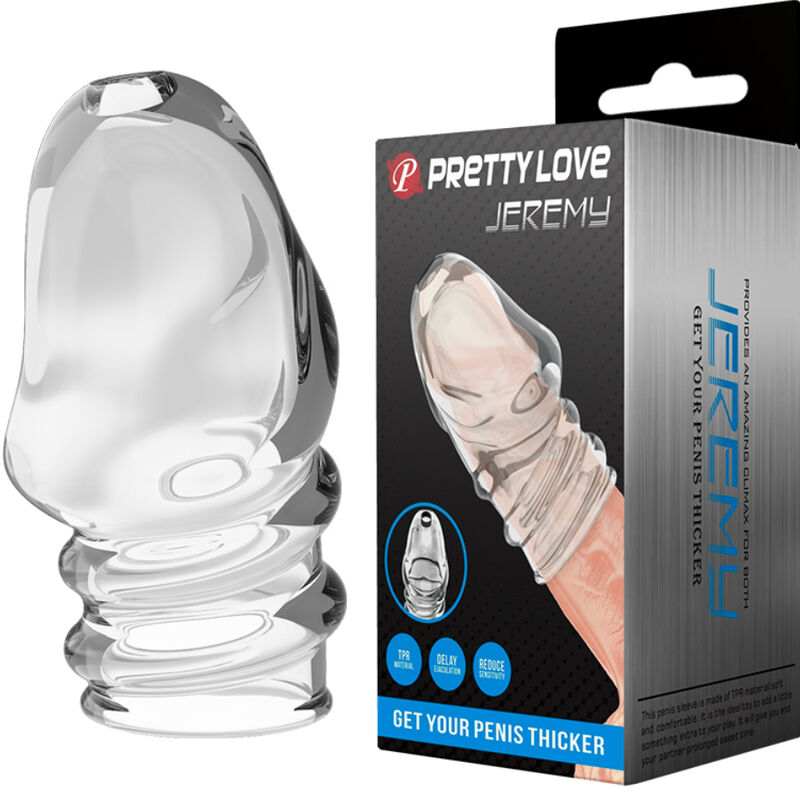 Imagen del artículo erótico PRETTY LOVE - JEREMY ENGROSADOR PENE TRANSPARENTE de PRETTY LOVE MALE en la sección JUGUETES BIENESTAR |Juguetes para Hombres|Accesorios para el pene|Fundas Pene sin extensión de Millenial Sexshop.
