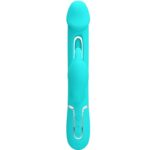 PRETTY LOVE - KAMPAS VIBRADOR RABBIT 3 EN 1 MULTIFUNCIÓN CON LENGUA VERDE AGUA - Imagen 2