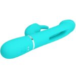 PRETTY LOVE - KAMPAS VIBRADOR RABBIT 3 EN 1 MULTIFUNCIÓN CON LENGUA VERDE AGUA - Imagen 4