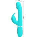 PRETTY LOVE - KAMPAS VIBRADOR RABBIT 3 EN 1 MULTIFUNCIÓN CON LENGUA VERDE AGUA - Imagen 7