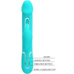 PRETTY LOVE - KAMPAS VIBRADOR RABBIT 3 EN 1 MULTIFUNCIÓN CON LENGUA VERDE AGUA - Imagen 8