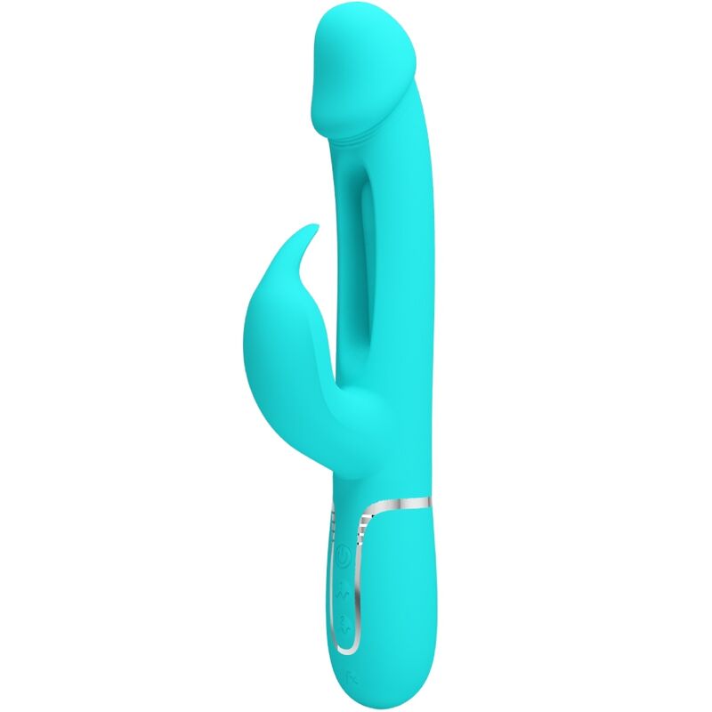 Imagen del artículo erótico PRETTY LOVE - KAMPAS VIBRADOR RABBIT 3 EN 1 MULTIFUNCIÓN CON LENGUA VERDE AGUA de PRETTY LOVE FLIRTATION en la sección JUGUETES BIENESTAR |Vibradores|Vibradores Rabbit de Millenial Sexshop.