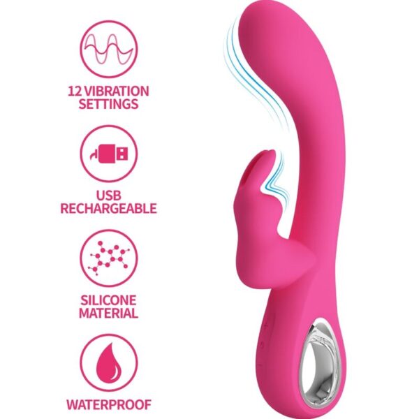 Imagen del artículo erótico PRETTY LOVE - NOVAK VIBRADOR RABBIT 12 VIBRACIONES ROSA de PRETTY LOVE FLIRTATION en la sección JUGUETES BIENESTAR |Vibradores|Vibradores Rabbit de Millenial Sexshop.