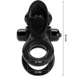 PRETTY LOVE - PASSIONATE RING DOBLE ANILLO VIBRADOR + ESTIMULADOR CLÍTORIS NEGRO - Imagen 4