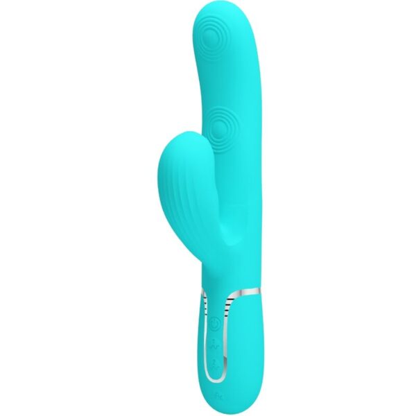 Imagen del artículo erótico PRETTY LOVE - PERLITA VIBRADOR PUNTO G 3 EN 1 MULTIFUNCIÓN VERDE AGUA de PRETTY LOVE FLIRTATION en la sección JUGUETES BIENESTAR |Vibradores|Vibradores Rabbit de Millenial Sexshop.