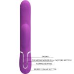 PRETTY LOVE - PERLITA VIBRADOR RABBIT MULTIFUNCIÓN 3 EN 1 MORADO - Imagen 6