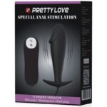 PRETTY LOVE - PLUG ANAL SILICONA FORMA PENE Y 12 MODOS VIBRACIÓN NEGRO - Imagen 7