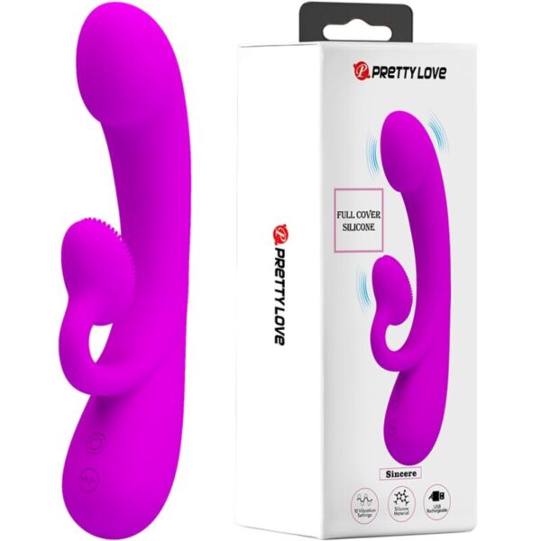 Imagen del artículo erótico PRETTY LOVE - SINCERE VIBRADOR Y ONDAS ESTIMULADORAS DE CLÍTORIS SILICONA MORADO de PRETTY LOVE en la sección JUGUETES BIENESTAR |Juguetes para Mujeres|Estimuladores|Succionadores sin vibración de Millenial Sexshop.