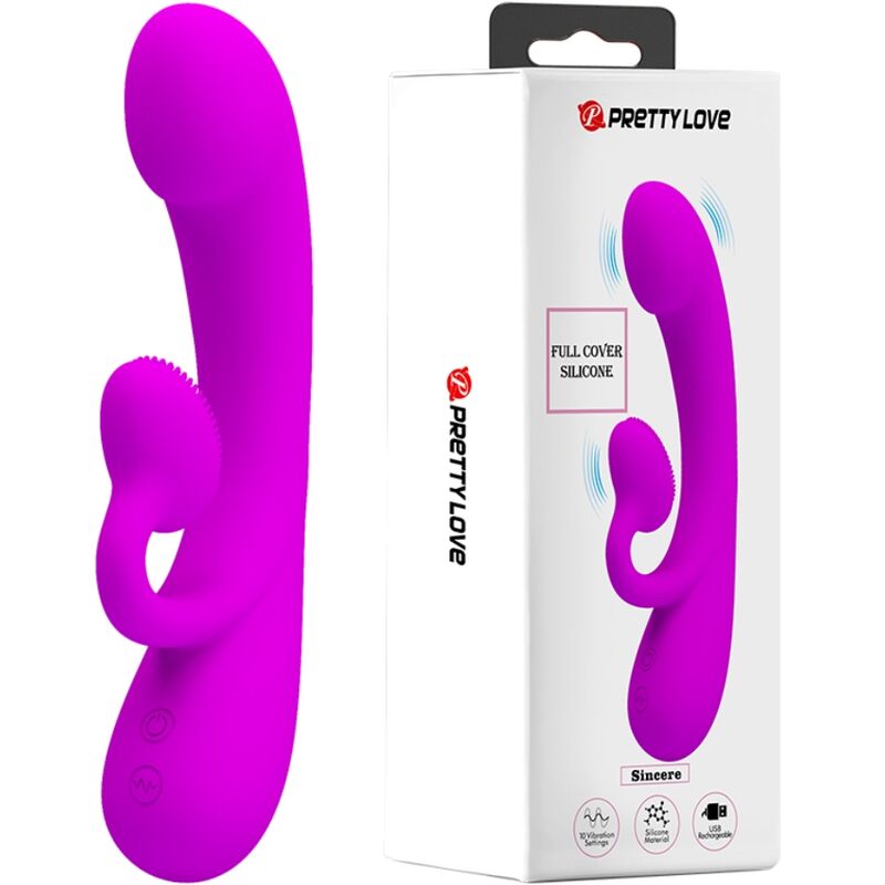 Imagen del artículo erótico PRETTY LOVE - SINCERE VIBRADOR Y ONDAS ESTIMULADORAS DE CLÍTORIS SILICONA MORADO de PRETTY LOVE en la sección JUGUETES BIENESTAR |Juguetes para Mujeres|Estimuladores|Succionadores sin vibración de Millenial Sexshop.