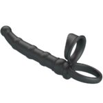 PRETTY LOVE - TATUM ANILLO VIBRADOR PENE CON PLUG 10 VIBRACIONES NEGRO - Imagen 2