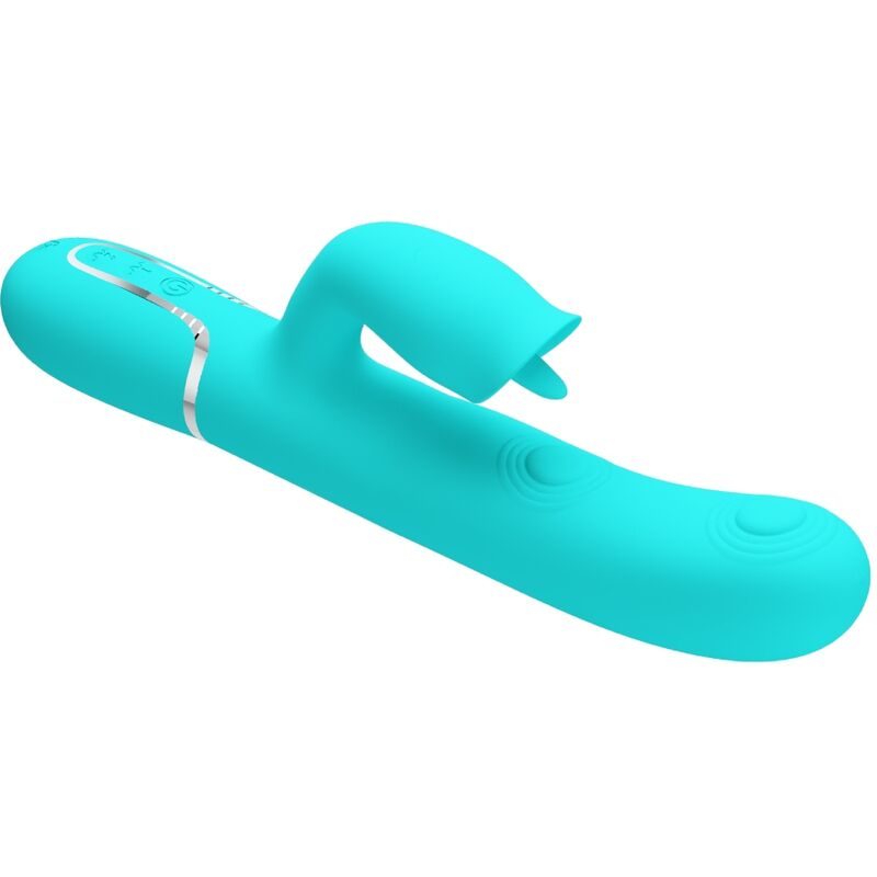 Imagen del artículo erótico PRETTY LOVE - VIBRADOR RABBIT CON LICKING VERDE AGUA de PRETTY LOVE FLIRTATION en la sección JUGUETES BIENESTAR |Vibradores|Vibradores Rabbit de Millenial Sexshop.