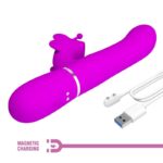 PRETTY LOVE - VIBRADOR RABBIT MULTIFUNCIÓN 4 EN 1 MARIPOSA FUCSIA - Imagen 9