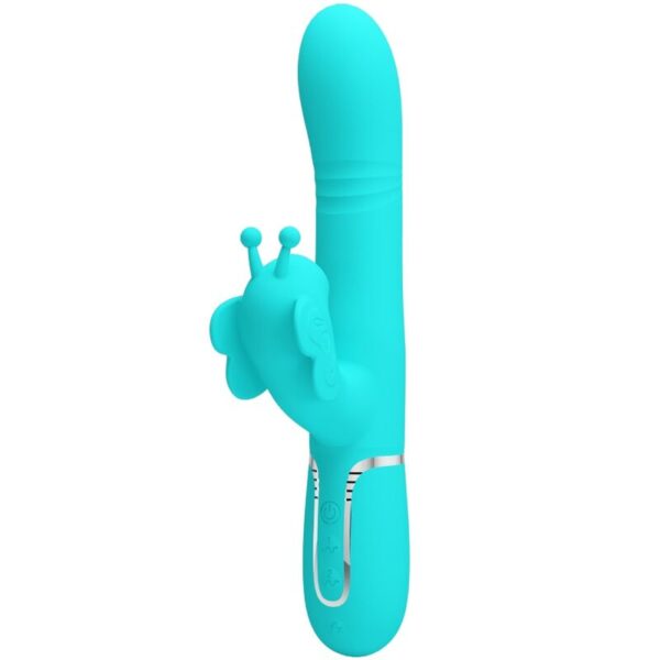 Imagen del artículo erótico PRETTY LOVE - VIBRADOR RABBIT MULTIFUNCIÓN 4 EN 1 MARIPOSA VERDE AGUA de PRETTY LOVE FLIRTATION en la sección JUGUETES BIENESTAR |Vibradores|Vibradores Rabbit de Millenial Sexshop.