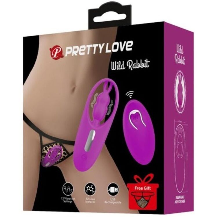 Imagen del artículo erótico PRETTY LOVE - WILD RABBIT ESTIMULADOR PARA BRAGUITA CON CONTROL REMOTO LILA de PRETTY LOVE SMART en la sección JUGUETES BIENESTAR |Vibradores|Vibradores control remoto de Millenial Sexshop.