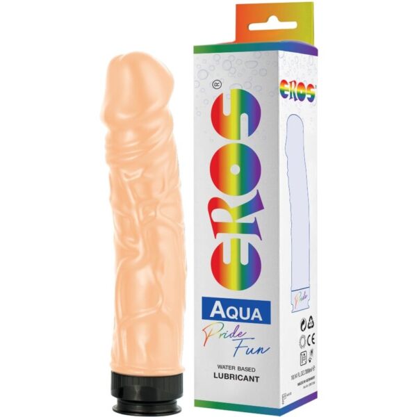 Imagen del artículo erótico PRIDE - EROS AQUA LGBT PRIDE DILDO CON LUBRICANTE BASE AGUA de PRIDE en la sección JUGUETES BIENESTAR |Dildos sin Vibración|Penes realisticos de Millenial Sexshop.