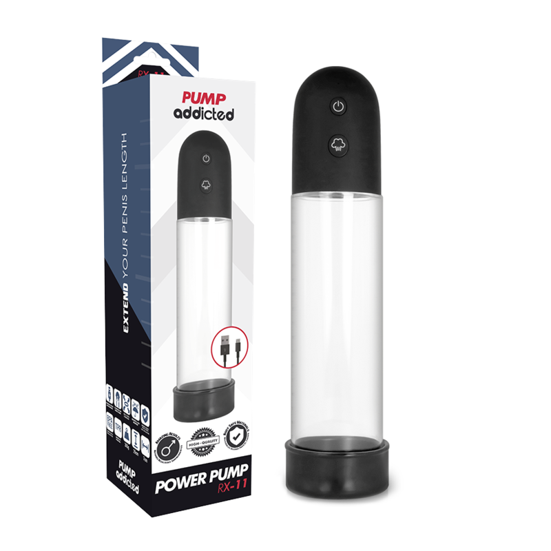 Imagen del artículo erótico PUMP ADDICTED - BOMBA ERECCIÓN RX11 AUTOMATICA de PUMP ADDICTED en la sección JUGUETES BIENESTAR |Juguetes para Hombres|Accesorios para el pene|Bomba Alargadora Pene de Millenial Sexshop.