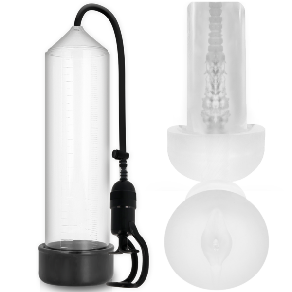Imagen del artículo erótico PUMP ADDICTED - BOMBA ERECCIÓN RX5 TRANSPARENTE CON MASTURBADOR de PUMP ADDICTED en la sección JUGUETES BIENESTAR |Juguetes para Hombres|Accesorios para el pene|Bomba Alargadora Pene de Millenial Sexshop.