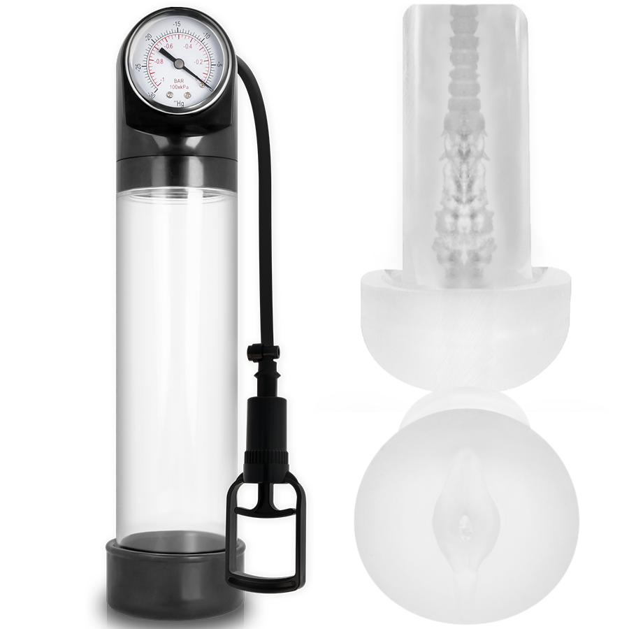 Imagen del artículo erótico PUMP ADDICTED - BOMBA ERECCIÓN RX9 TRANSPARENTE CON MASTURBADOR de PUMP ADDICTED en la sección JUGUETES BIENESTAR |Juguetes para Hombres|Accesorios para el pene|Bomba Alargadora Pene de Millenial Sexshop.
