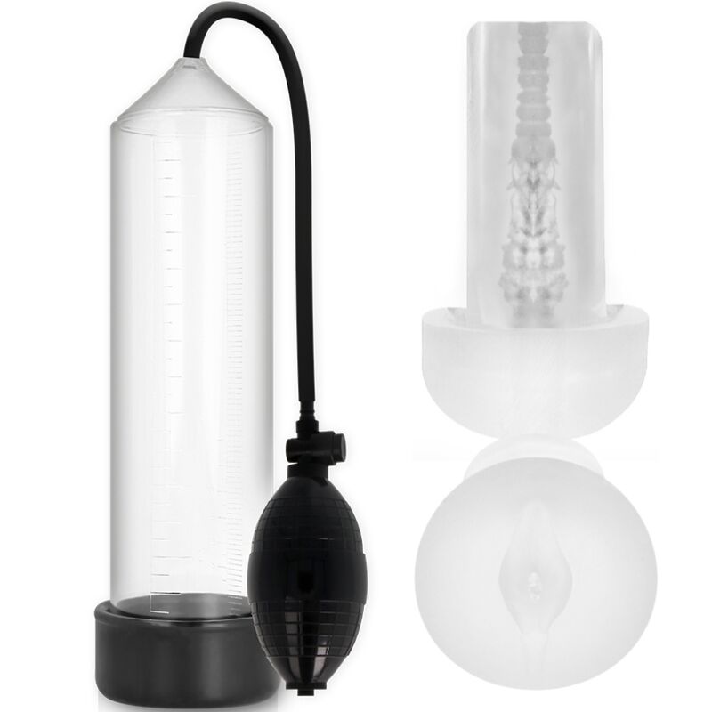 Imagen del artículo erótico PUMP ADDICTED - RX3 BOMBA ERECCIÓN CLEAR CON MASTURBADOR de PUMP ADDICTED en la sección JUGUETES BIENESTAR |Juguetes para Hombres|Accesorios para el pene|Bomba Alargadora Pene de Millenial Sexshop.