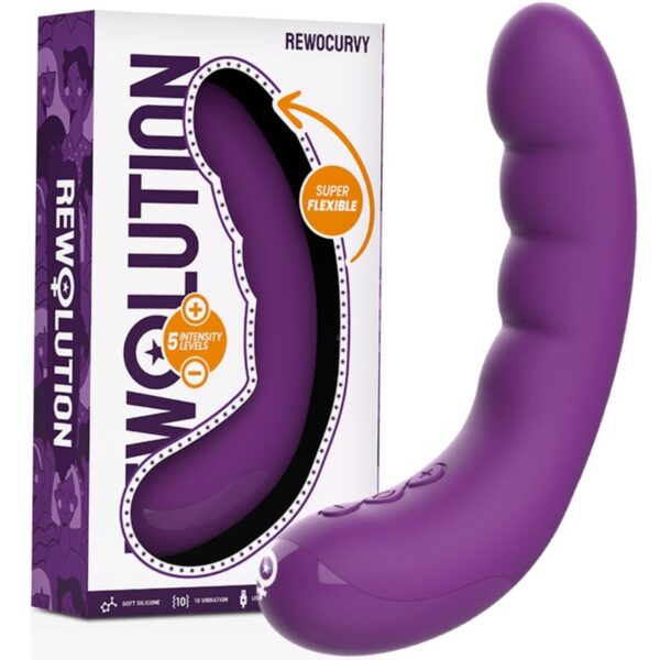 Imagen del artículo erótico REWOLUTION - REWOCURVY VIBRADOR FLEXIBLE RECARGABLE de REWOLUTION en la sección JUGUETES BIENESTAR |Vibradores|Rotadores y vibradores de Millenial Sexshop.