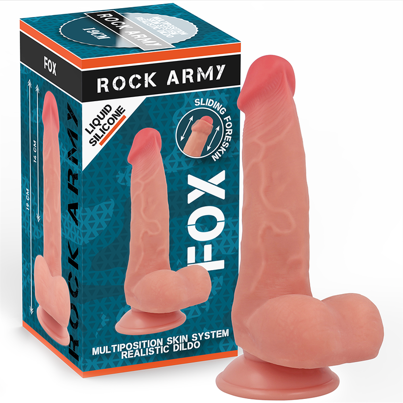 Imagen del artículo erótico ROCKARMY - FOX DILDO REALISTA DDUAL DENSITY LIQUID SILICONE 19 CM -O- 3.2 CM de ROCK ARMY en la sección JUGUETES BIENESTAR |Dildos sin Vibración|Penes realisticos de Millenial Sexshop.