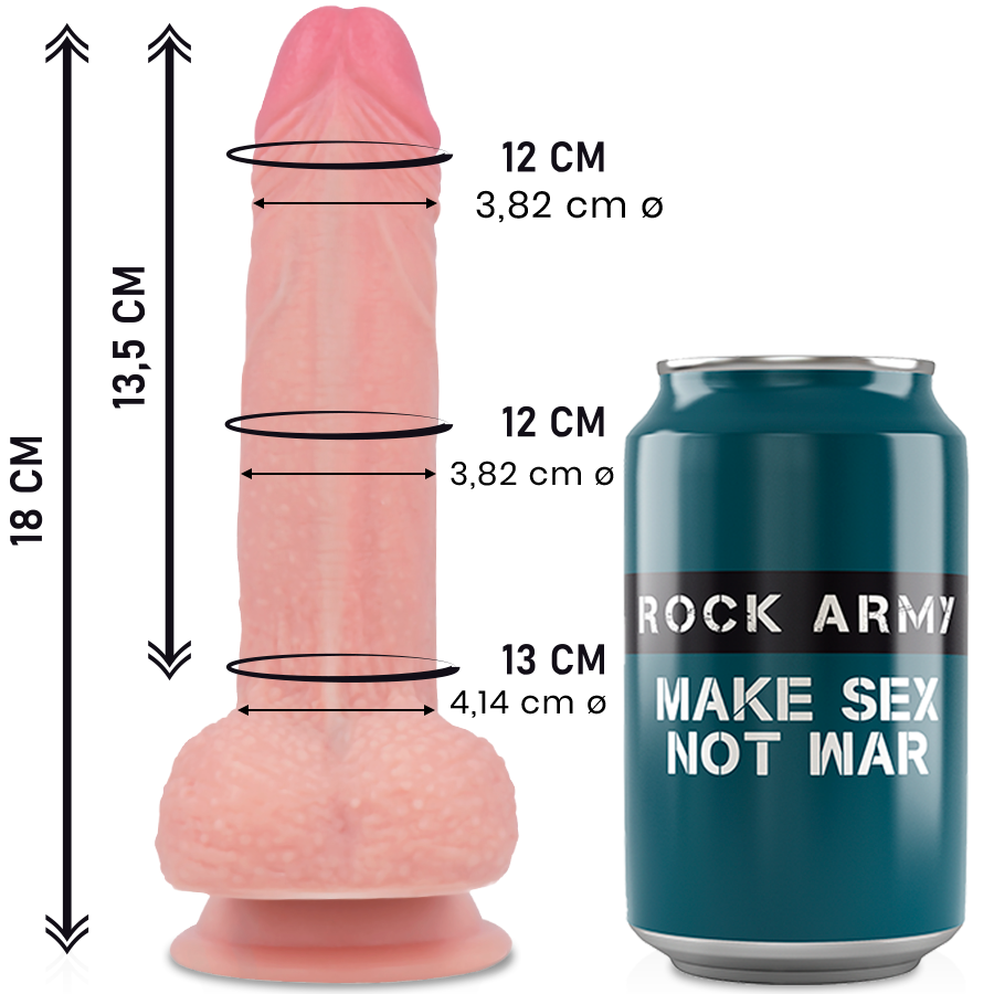 Imagen del artículo erótico ROCKARMY - MUSTANG DILDO REALÍSTICO LIQUID SILICONE 18 CM -O- 4.14 CM de ROCK ARMY en la sección JUGUETES BIENESTAR |Dildos sin Vibración|Penes realisticos de Millenial Sexshop.