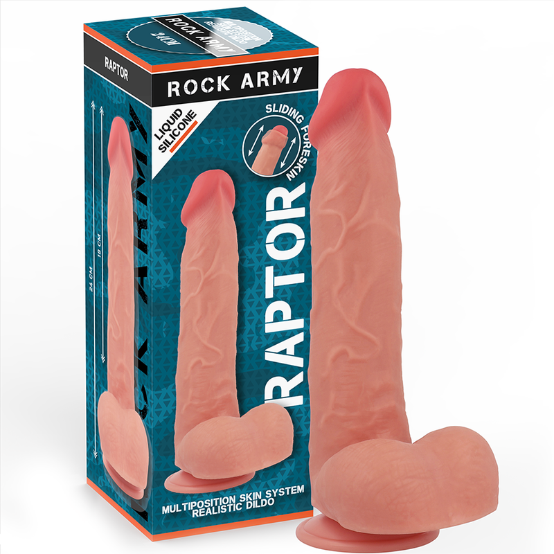 Imagen del artículo erótico ROCKARMY - RAPTOR DILDO REALISTA DUAL DENSITY LIQUID SILICONE 24 CM -O- 4.4 CM de ROCK ARMY en la sección JUGUETES BIENESTAR |Dildos sin Vibración|Penes realisticos de Millenial Sexshop.