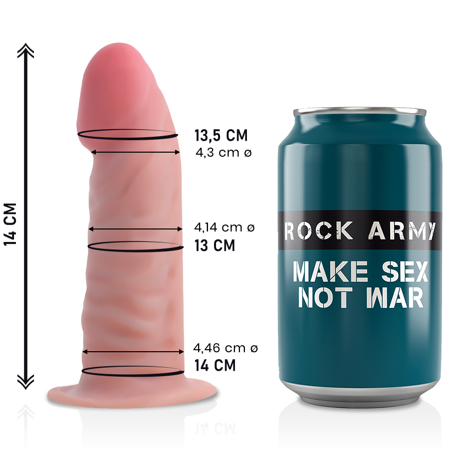 Imagen del artículo erótico ROCKARMY -TIGER DILDO REALISTA DUAL DENSITY14 CM -O- 4.46 CM de ROCK ARMY en la sección JUGUETES BIENESTAR |Dildos sin Vibración|Penes realisticos de Millenial Sexshop.