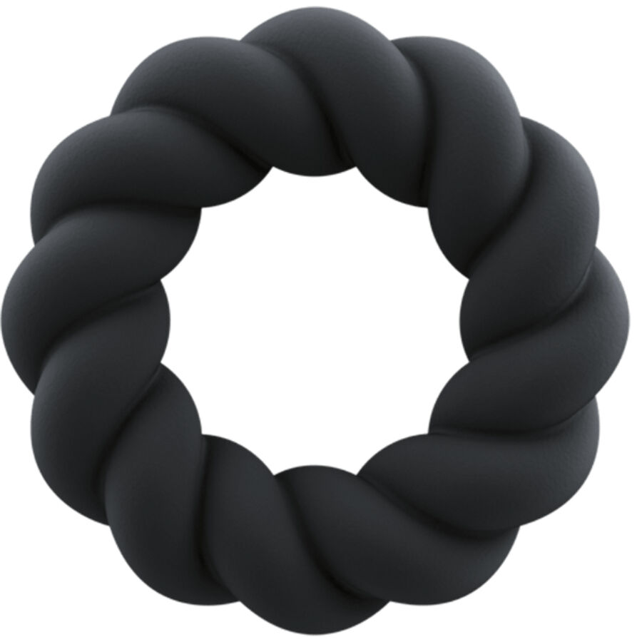 Imagen del artículo erótico ROCKS- OFF - TWIST ANILLO MASTURBADOR SILICONA NEGRO de ROCKS-OFF en la sección JUGUETES BIENESTAR |Juguetes para Hombres|Accesorios para el pene|Anillos Pene|Anillos sin vibración de Millenial Sexshop.