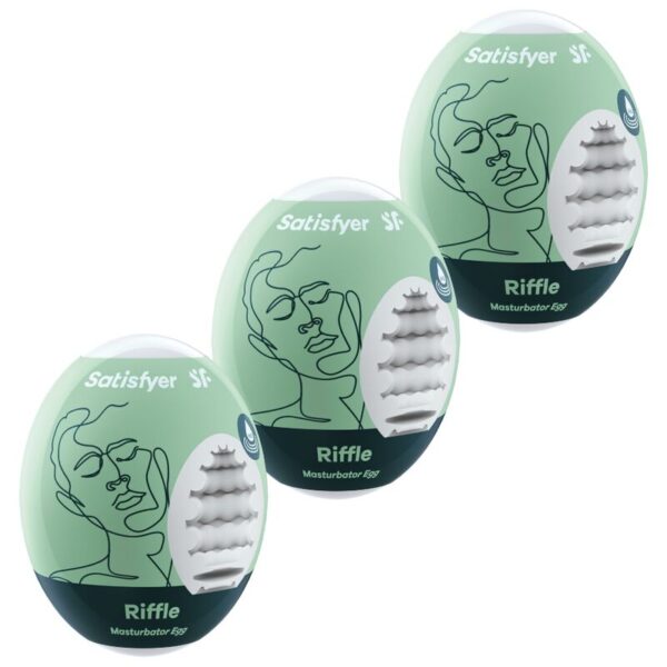 Imagen del artículo erótico SATISFYER - 3 HUEVOS MASTURBADORES RIFFLE de SATISFYER EGGS en la sección JUGUETES BIENESTAR |Kits juguetes sexuales de Millenial Sexshop.