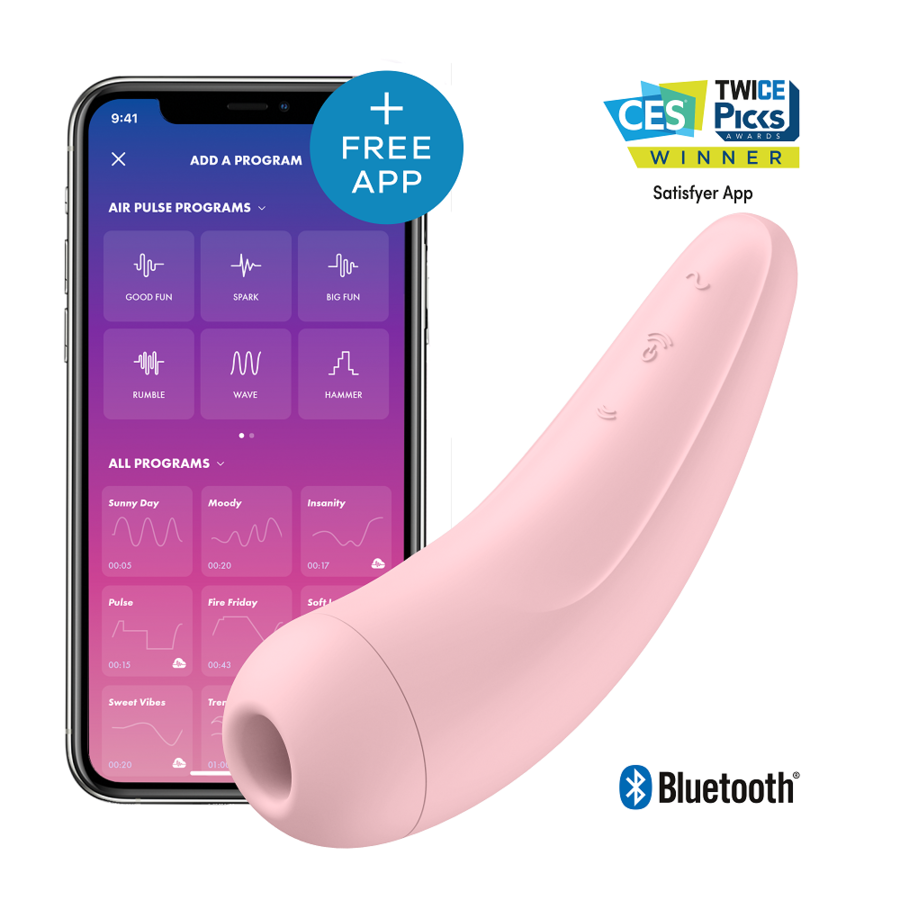 Imagen del artículo erótico SATISFYER - CURVY 2 + ROSA de SATISFYER CONNECT en la sección JUGUETES BIENESTAR |Vibradores|Vibradores con APP de Millenial Sexshop.