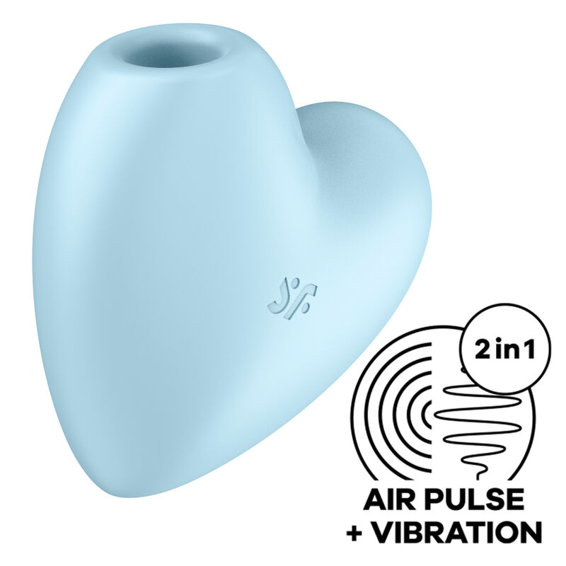 Imagen del artículo erótico SATISFYER - CUTIE HEART ESTIMULADOR Y VIBRADOR AZUL de SATISFYER AIR PULSE en la sección JUGUETES BIENESTAR |Juguetes para Mujeres|Estimuladores|Succionadores sin vibración de Millenial Sexshop.