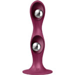 SATISFYER - DOUBLE BALL-R DILDO SILICONA GRANATE - Imagen 2