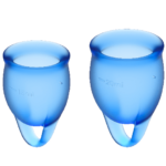 Imagen del artículo erótico SATISFYER - FEEL CONFIDENT KIT COPA MENSTRUAL AZUL INTENSO 15 + 20 ML de SATISFYER MENSTRUAL CUPS en la sección DROGUERÍA |Copas vaginales de Millenial Sexshop.