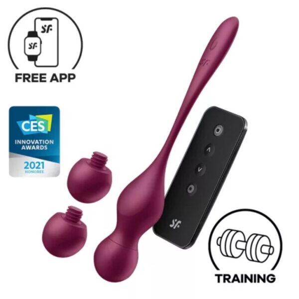 Imagen del artículo erótico SATISFYER - LOVE BIRDS VARY BOLAS VIBRADORES APP GRATUITA ROJO VINO de SATISFYER VIBRATOR en la sección JUGUETES BIENESTAR |Juguetes para Mujeres|Bolas Chinas de Millenial Sexshop.