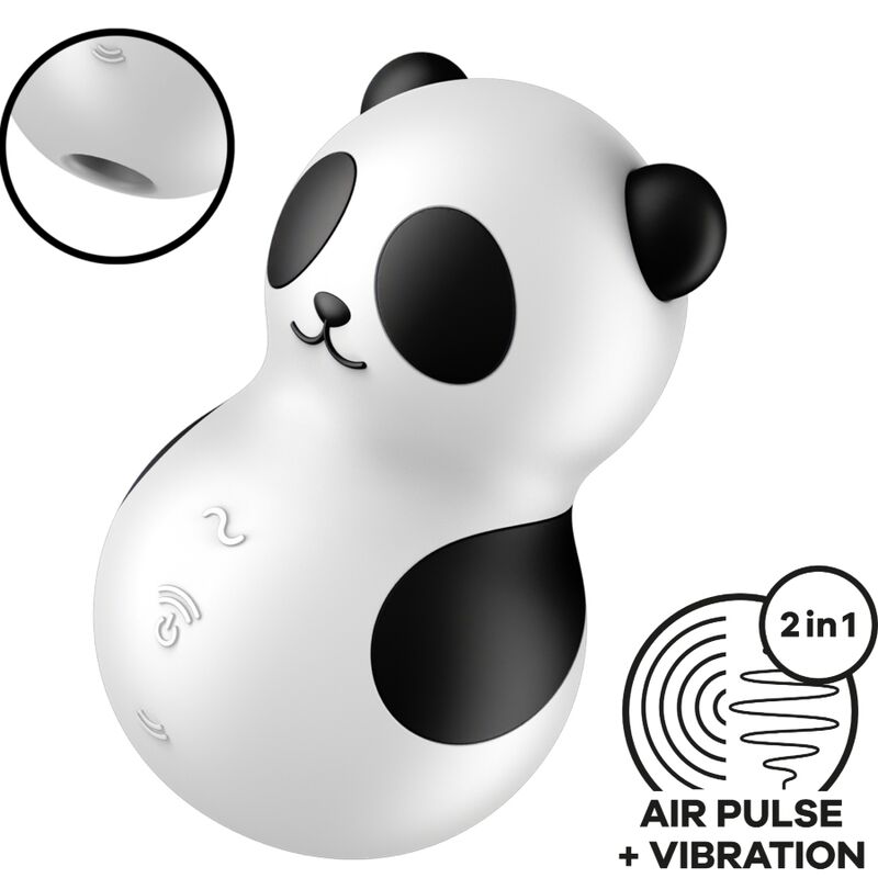 SATISFYER - POCKET PANDA ESTIMULADOR & VIBRADOR BLANCO Y NEGRO-MillenialSexshop-SATISFYER AIR PULSE Imagen del artículo erótico SATISFYER - POCKET PANDA ESTIMULADOR & VIBRADOR BLANCO Y NEGRO de SATISFYER AIR PULSE en la sección JUGUETES BIENESTAR |Juguetes para Mujeres|Estimuladores|Succionadores con vibración de Millenial Sexshop.