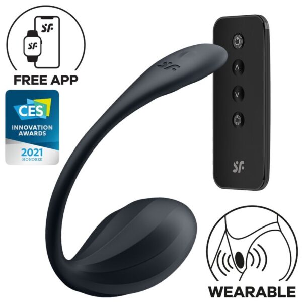 Imagen del artículo erótico SATISFYER - RIBBED PETAL ESTIMULADOR PUNTO G CONTROL REMOTO NEGRO APP GRATUITA de SATISFYER PARTNER en la sección JUGUETES BIENESTAR |Vibradores|Vibradores con APP de Millenial Sexshop.