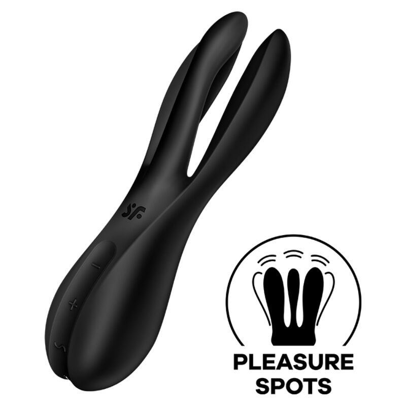 Imagen del artículo erótico SATISFYER - THREESOME 2 VIBRADOR NEGRO de SATISFYER VIBRATOR en la sección JUGUETES BIENESTAR |Juguetes para Mujeres|Estimuladores|Para Clítoris de Millenial Sexshop.